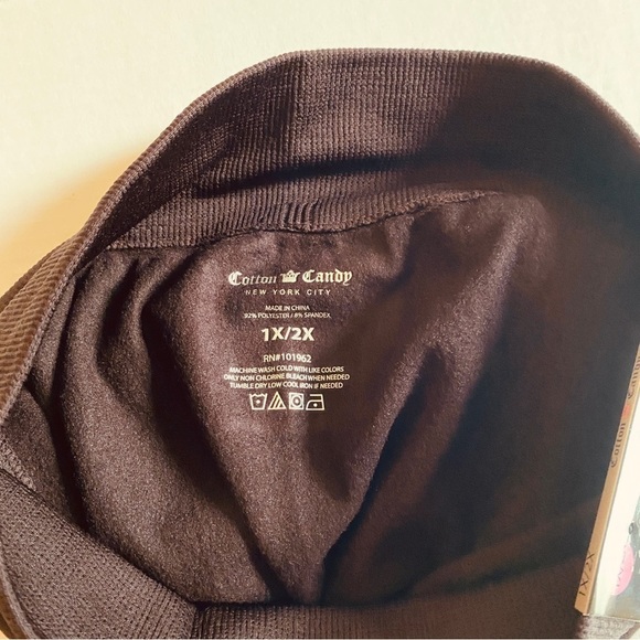 🔵 NWT Cotton Candy Brown High Waist Leggings With Fleece Lining 1X/2X - Picture 3 of 8